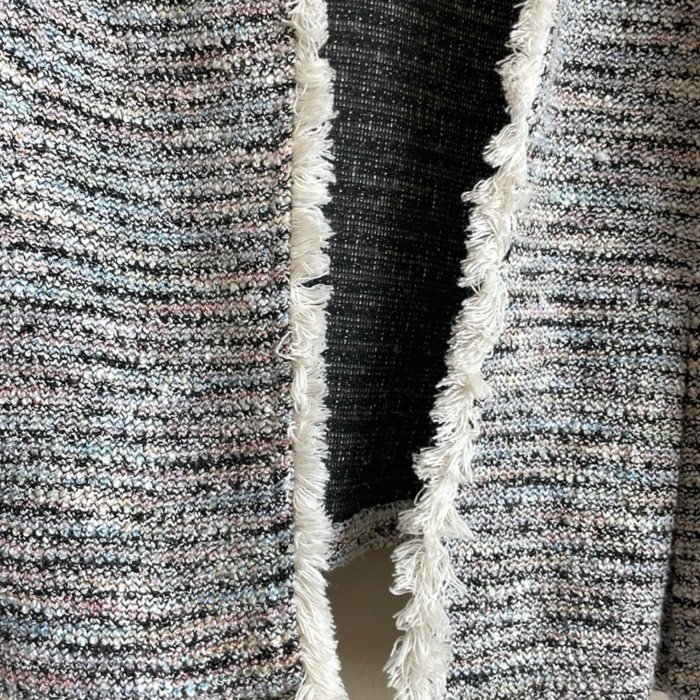 14th & Union Tweed Open Front Tailored Blazer Cardigan Pastel Multicolor Small - Picture 3 of 6